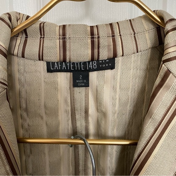 LAFAYETTE 148 striped suit fall colors Jacket size 2 Shorts size 4 linen blend - Picture 4 of 15